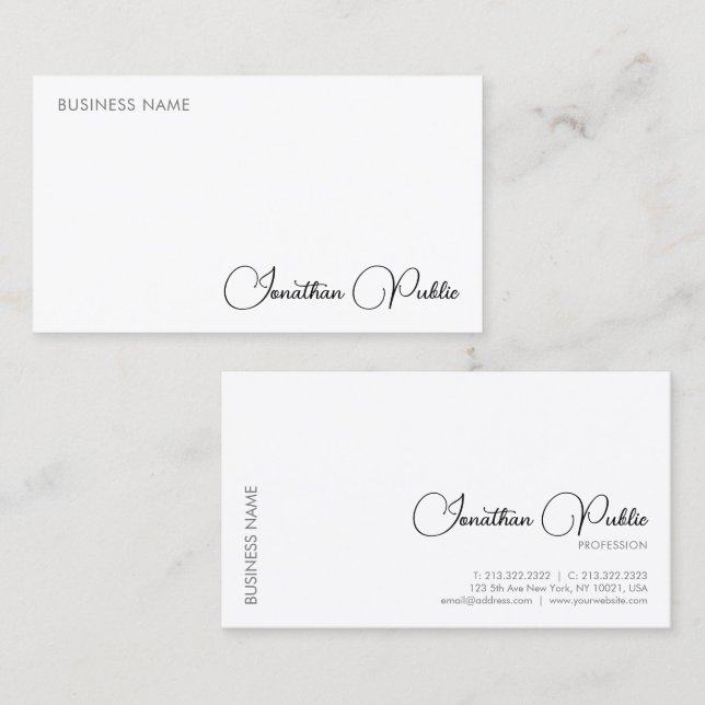 Calligraphy Elegant Simple Professional Modern Business Card (Front/Back)