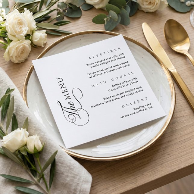 Calligraphy Elegant Square Wedding Menu (Creator Uploaded)
