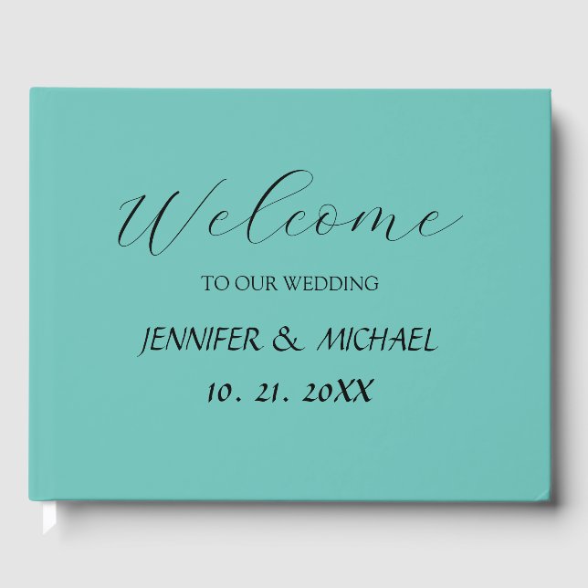 Calligraphy Elegant Welcome Wedding Guest Book (Front)