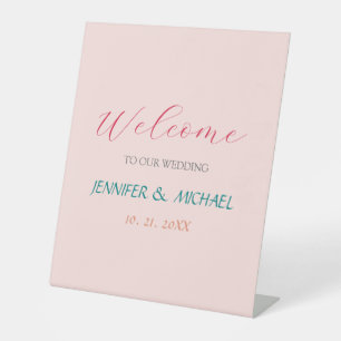Calligraphy Elegant Welcome Wedding Pedestal Sign