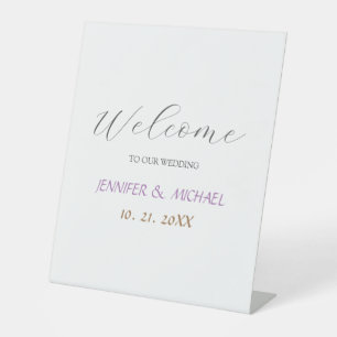 Calligraphy Elegant Welcome Wedding Pedestal Sign