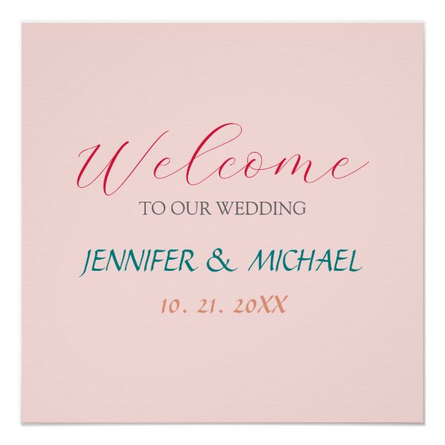 Calligraphy Elegant Welcome Wedding Poster (Front)