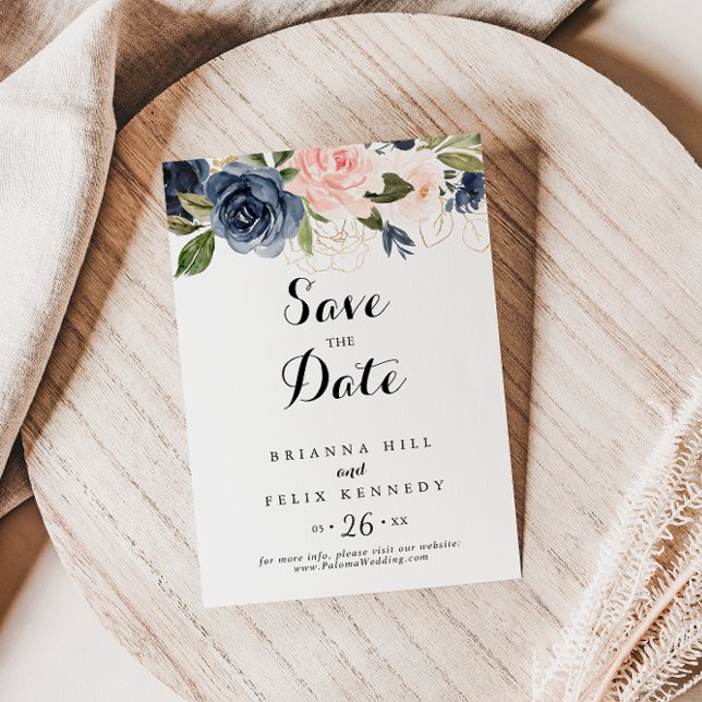 Calligraphy Elegant Winter Floral Wedding Save The Date (Creator Uploaded)