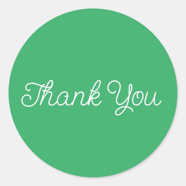 Calligraphy Emerald Green Flat Thank You Card Classic Round Sticker (Front)