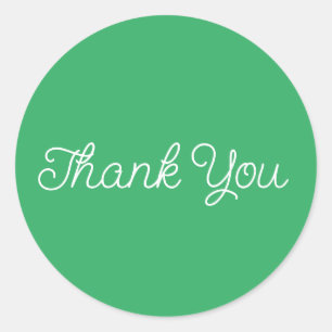 Calligraphy Emerald Green Flat Thank You Card Classic Round Sticker