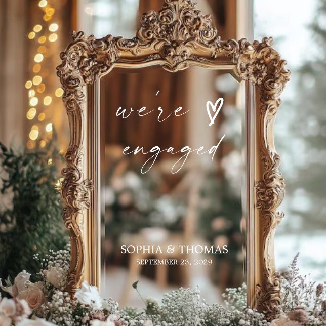 Calligraphy Engagement Party Engaged Mirror Decal (Creator Uploaded)