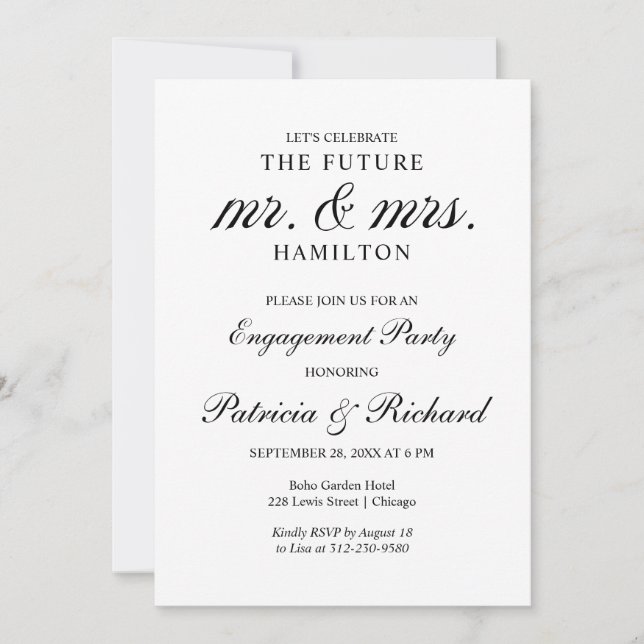 Calligraphy Engagement Party Invitation (Front)