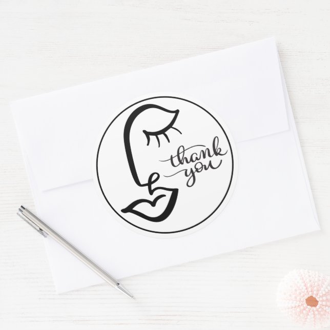 Calligraphy Face Thank You Sticker (Envelope)