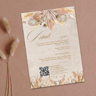 Calligraphy Fall Boho Script Wedding Details Enclosure Card