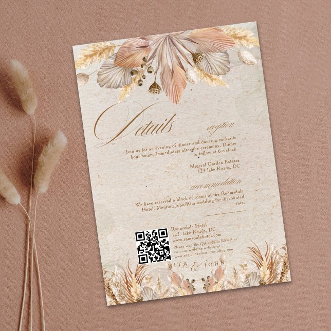 Calligraphy Fall Boho Script Wedding Details Enclosure Card (Creator Uploaded)