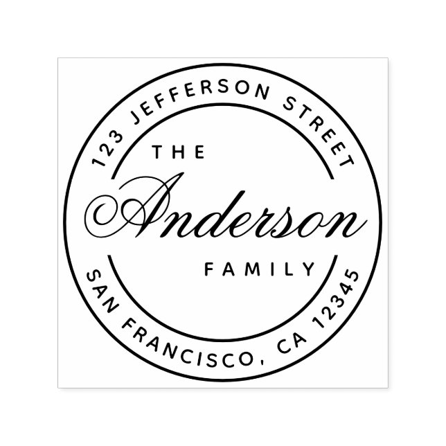 Calligraphy Family Name Elegant Script Address Self-inking Stamp (Design)