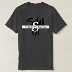 Calligraphy Family Reunion Monogram Grey T-Shirt