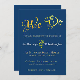 Calligraphy Faux Gold Foil Wedding Invitation