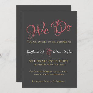 Calligraphy Faux Rose Gold Foil Wedding Invitation