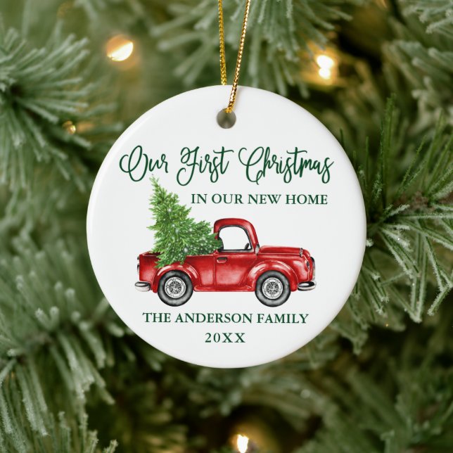 Calligraphy First Christmas New Home Truck Ceramic Tree Decoration (Tree)