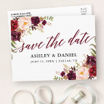 Calligraphy Floral Burgundy Save The Date Postcard<br><div class="desc">Modern Elegant Calligraphy,  Watercolor Burgundy Floral Wedding Save The Date Postcard</div>