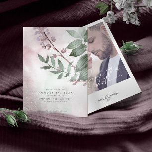 Calligraphy Floral Mauve ID771 Save The Date