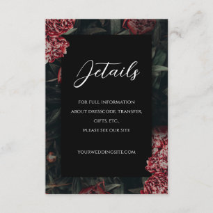 Calligraphy Floral Peony Gothic Wedding  Enclosure Card