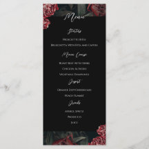 Calligraphy Floral Peony Gothic Wedding Menu