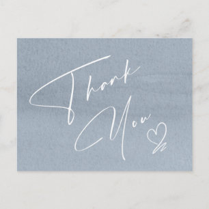 Calligraphy Floral Thank You Dusty Blue ID771 Announcement Postcard