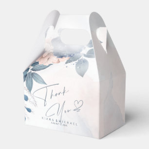 Calligraphy Floral Thank You Heart V2 Blue ID771 Favour Box
