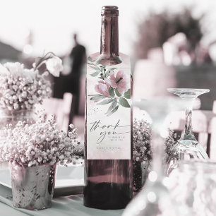 Calligraphy Floral Thank You Mauve ID771 Bottle Tag