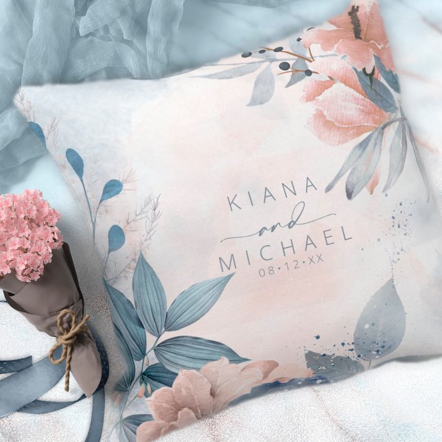 Calligraphy Floral Wedding Dusty Blue ID771 Cushion (Creator Uploaded)