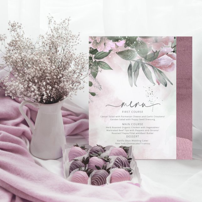 Calligraphy Floral Wedding Menu Mauve ID771 (Creator Uploaded)