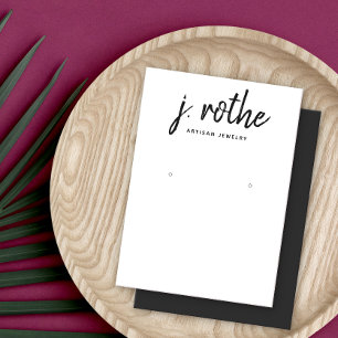 Calligraphy Font Black White Earring Display