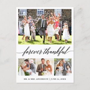 Calligraphy Forever Thankful 4 Photo Thank You Postcard