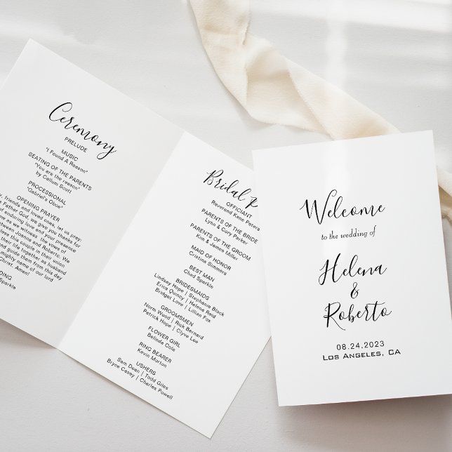 Calligraphy Formal Trifold Wedding Program (Creator Uploaded)