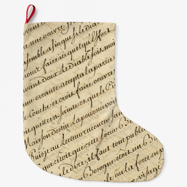 Calligraphy French Vintage Script Large Christmas Stocking (Front)