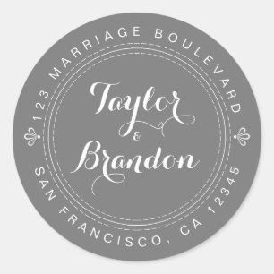 Calligraphy Future Mr Mrs Wedding Return Address Classic Round Sticker