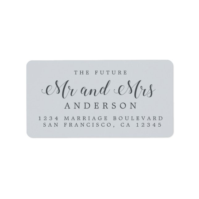 Calligraphy Future Mr Mrs Wedding Return Address Label (Front)