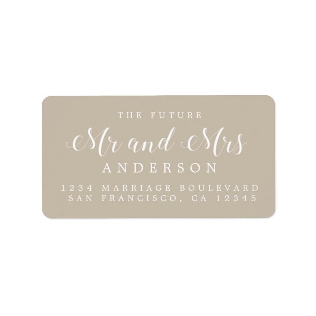 Calligraphy Future Mr Mrs Wedding Return Address Label (Front)
