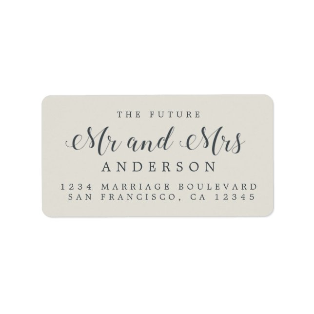 Calligraphy Future Mr Mrs Wedding Return Address Label (Front)