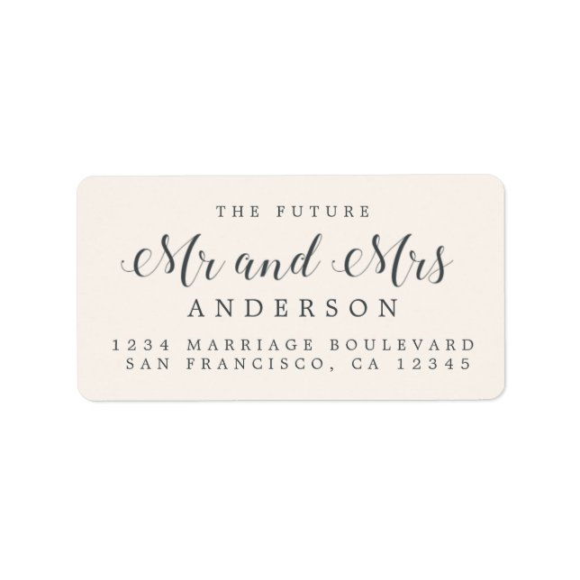 Calligraphy Future Mr Mrs Wedding Return Address Label (Front)