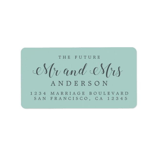 Calligraphy Future Mr Mrs Wedding Return Address Label (Front)