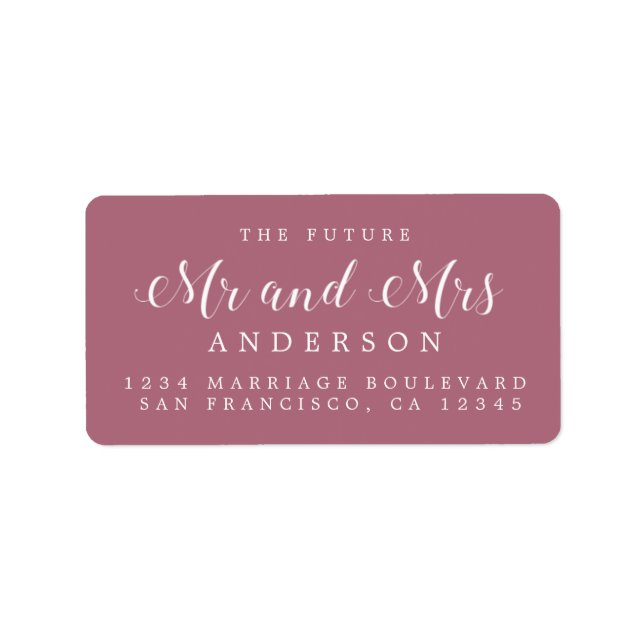 Calligraphy Future Mr Mrs Wedding Return Address Label (Front)