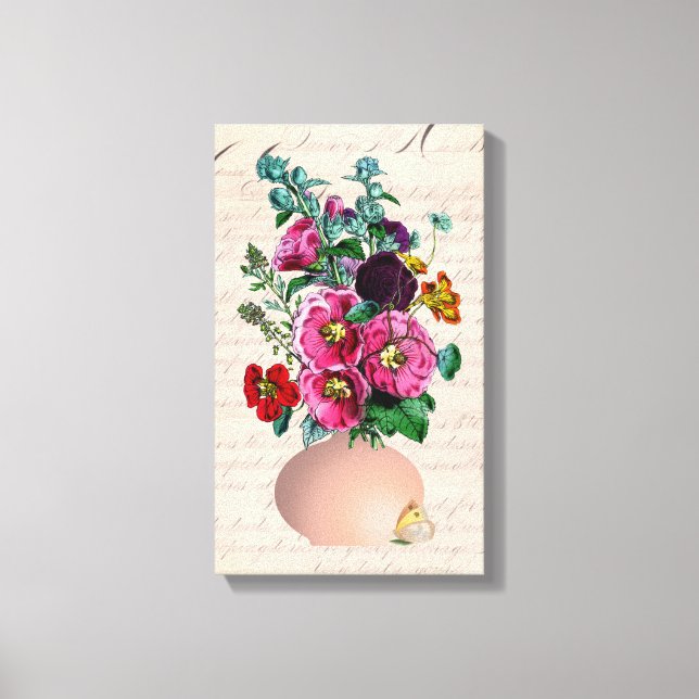Calligraphy Garden Bouquet Canvas Print (Front)