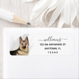 Calligraphy German Shepherd Dog Return Address