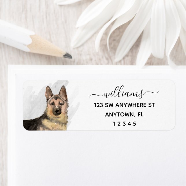 Calligraphy German Shepherd Dog Return Address (Insitu)