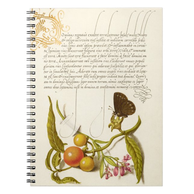 Calligraphy gilded initial vintage plants ringlet notebook (Front)