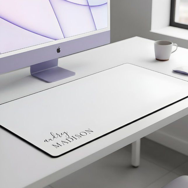 Calligraphy Girly Luxury White Desk Mat (Creator Uploaded)