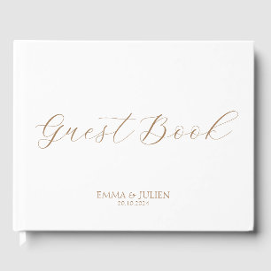 calligraphy Gold and white wedding guest books
