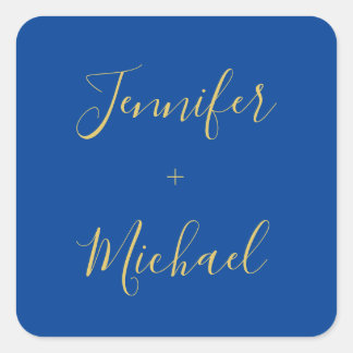 Calligraphy Gold Blue Colour Custom Personal Edit Square Sticker
