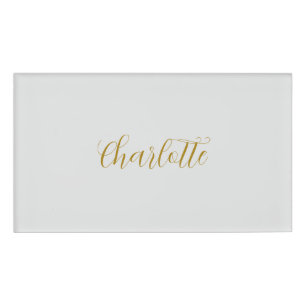 Calligraphy Gold Color Grey Custom Personal Edit Name Tag