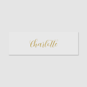 Calligraphy Gold Color Grey Custom Personal Edit Name Tag