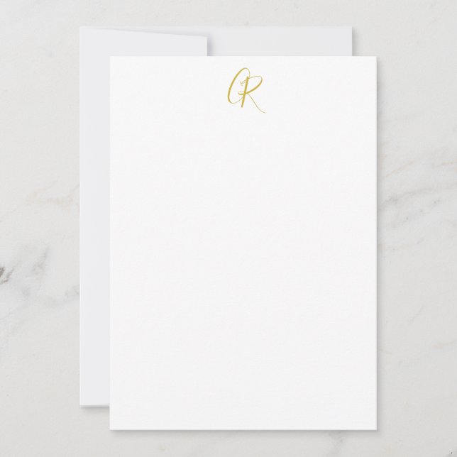 Calligraphy Gold Color Monogram Modern Minimalist  Card (Front)