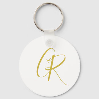 Calligraphy Gold Color Monogram Modern Minimalist Key Ring